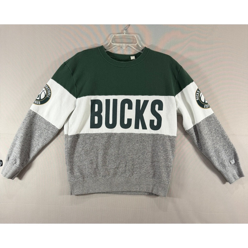 Tailgate Milwaukee Bucks Sweatshirt Small Green White Gray Colorblock Crewneck